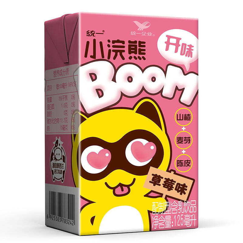 统一小浣熊 开味 boom 草莓味 调味开胃乳 125ml*4