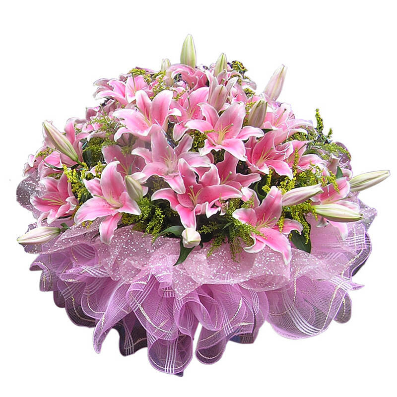 鹊缘鲜花速递 21朵香水百合花束礼盒 生日鲜花北京上海广州深圳杭州
