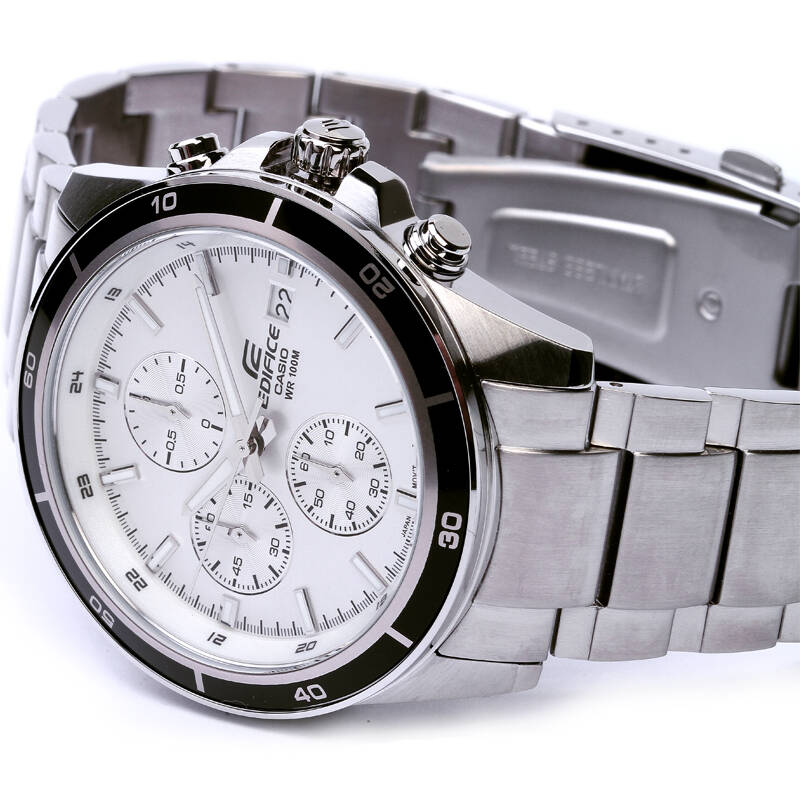 卡西欧(casio)男士手表 商务防水计时腕表 白盘钢带efr-526d-7a