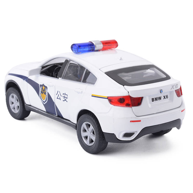 警车公安特警救护车声光回力开门合金儿童玩具模型金属车 宝马x6公安