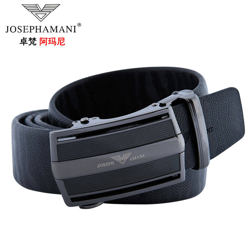 卓梵 阿玛尼(josephamani)皮带 男士自动扣头层牛皮休闲腰带 黑色