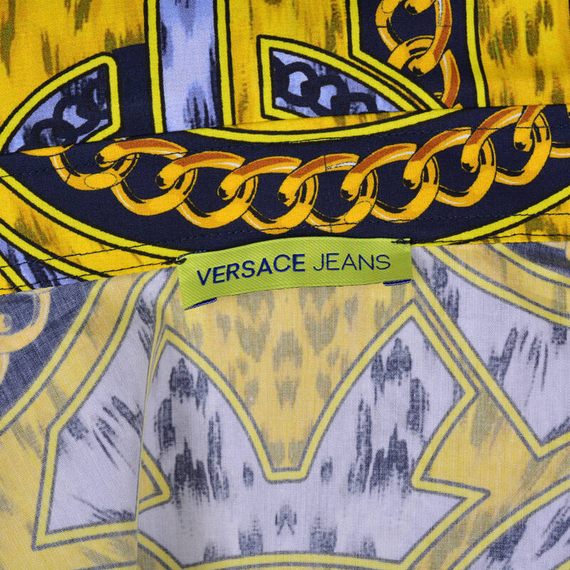 versace jeans,versace 海报 versace jeans 范思哲 男士黄色棉质链条图案修身长袖