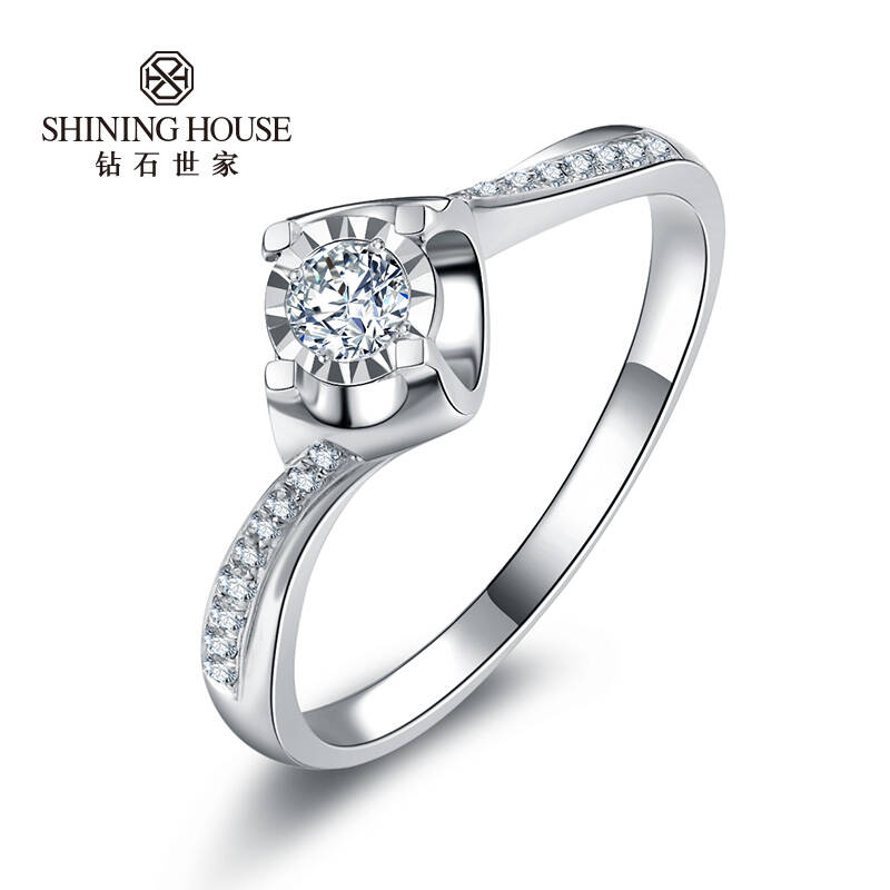 钻石世家 18k金钻石戒指 求婚钻戒女结婚钻戒婚戒k金戒指 经典四爪