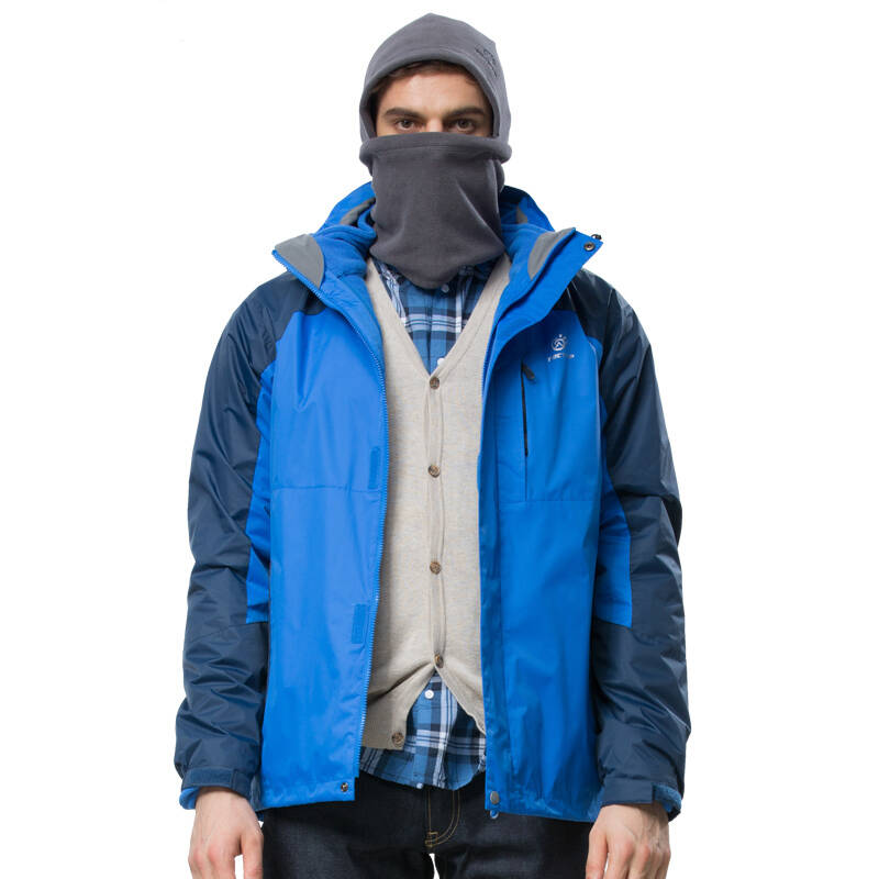 三合一双层冲锋衣 情侣男女款 保暖防风防水透气登山服 男款宝蓝色