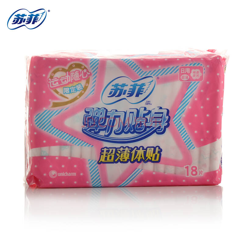 sofy/苏菲卫生巾日用弹力贴身超薄体贴230无荧光剂18片装