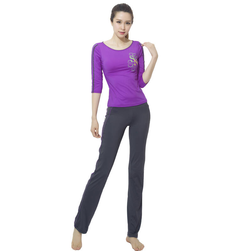 斯泊恩瑜伽服女套装秋冬新款健身跑步运动服中长袖长裤跳操服大码休闲