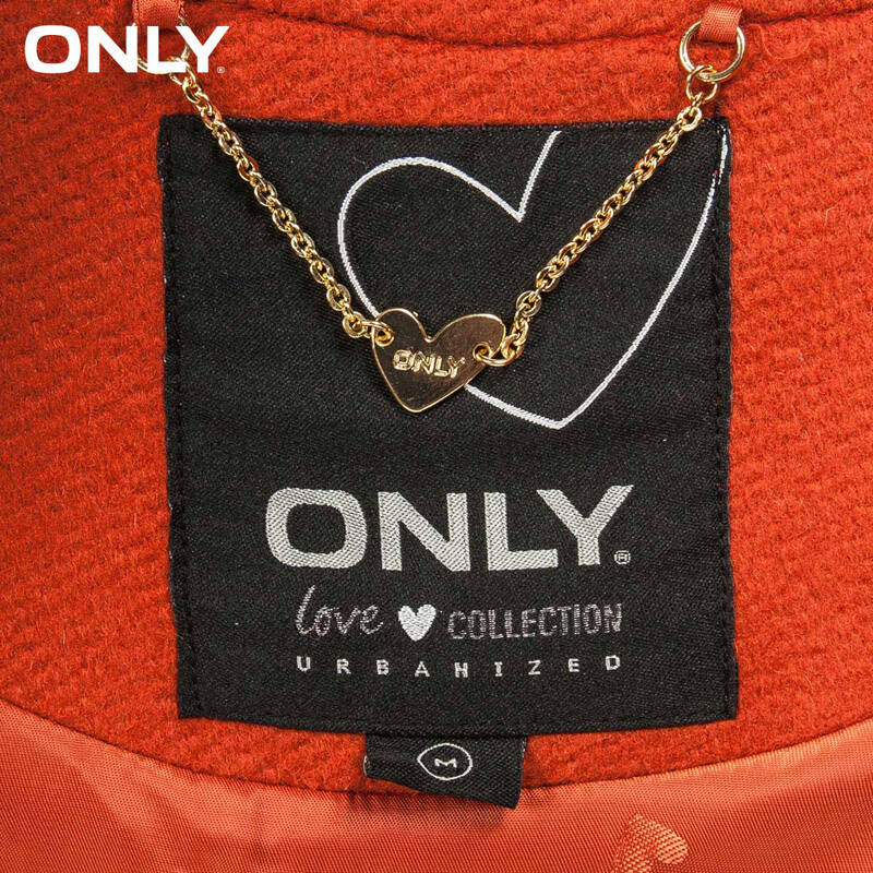 only2014海报款撞色拼接创意设计毛呢外套女l|113327024 亮橙色 175