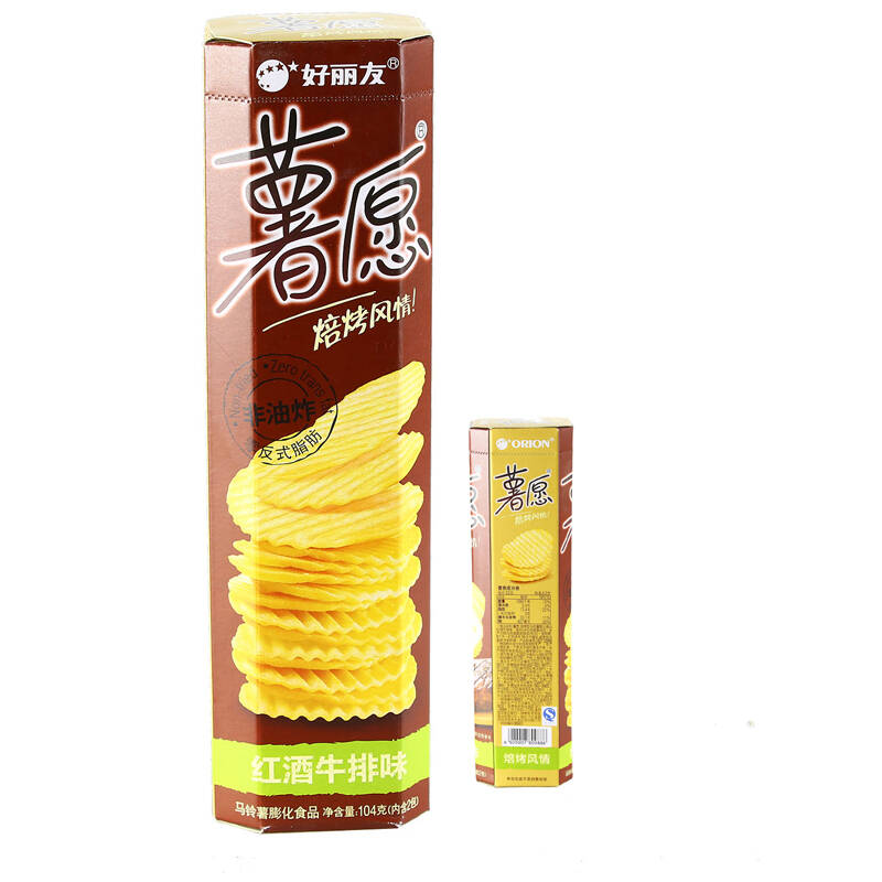 好丽友 薯愿薯片 104g 休闲零食 多种口味可选 红酒牛排味
