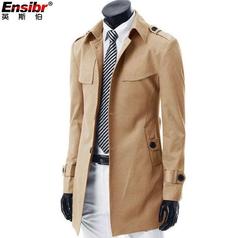 伯Ensibr2014韩版新款时尚男士薄款短风衣多