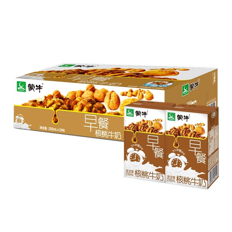 【京东超市】蒙牛 早餐奶核桃味利乐包250ml×24盒