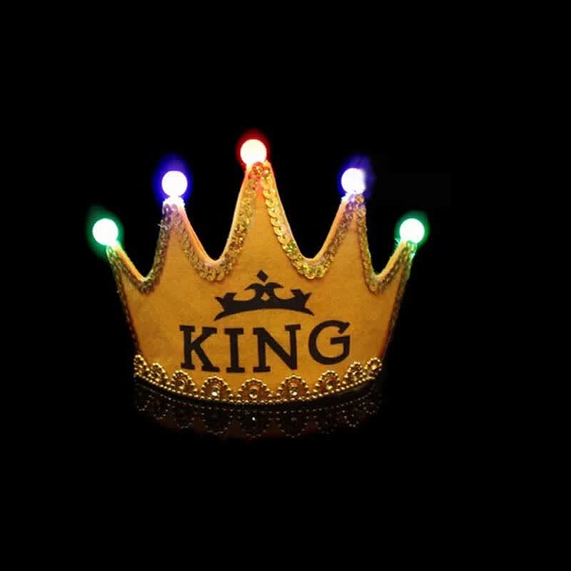 派对帽发光生日帽子儿童王子公主皇冠帽 生日布置用品 粉色公主pnin