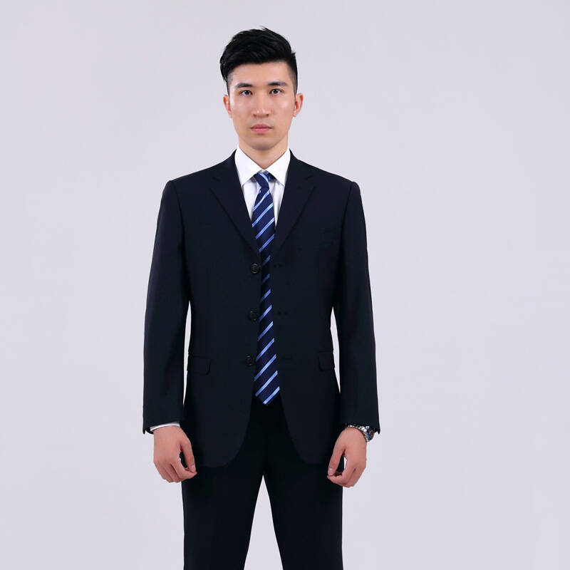 男士商务西服套装 经理主管西装 l三扣藏蓝 175