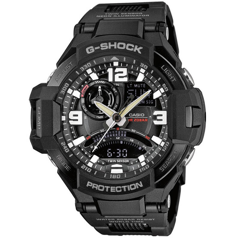 卡西欧(casio)男士手表 g-shock系列运动手表 黑盘黑色橡胶带ga-1000