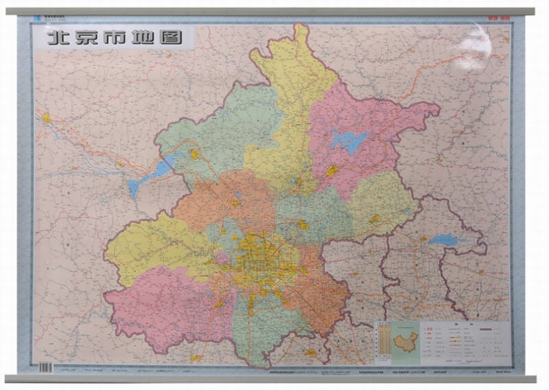 【官方正品】北京市地图挂图 北京政区地图挂图 北京郊区地图 北京政