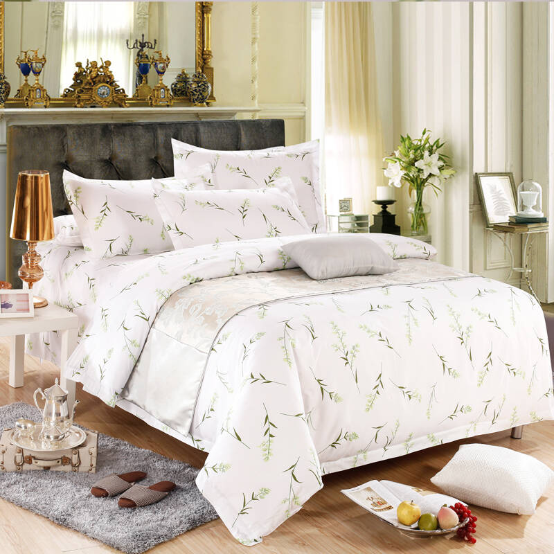布服布行家纺 高档贡缎 全棉活性印花 四件套 床上用品 蒲公英 1.