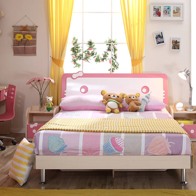5米床粉红色儿童双人床床头柜106208 床 床头柜*1 1500*2000