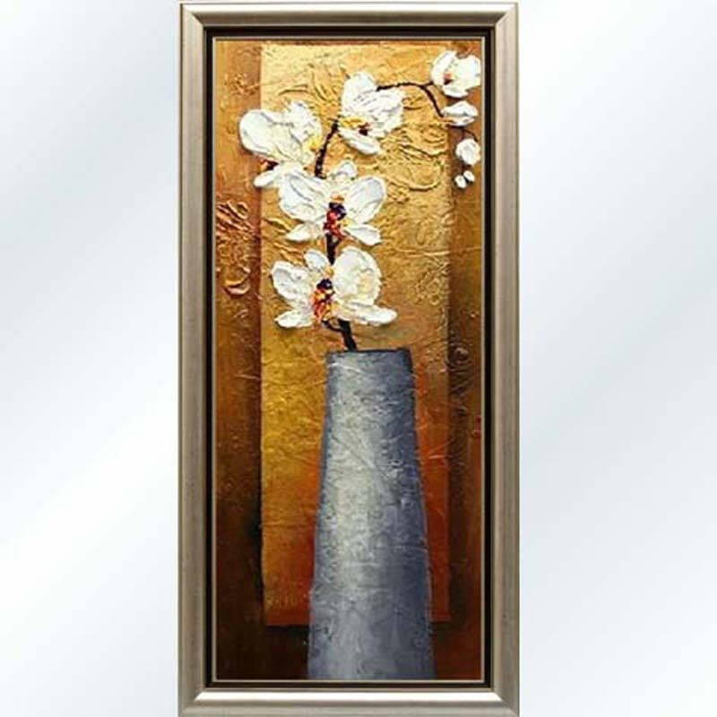水竞客厅玄关装饰画单幅竖画过道画竖版油画现代壁画走廊墙画 带框