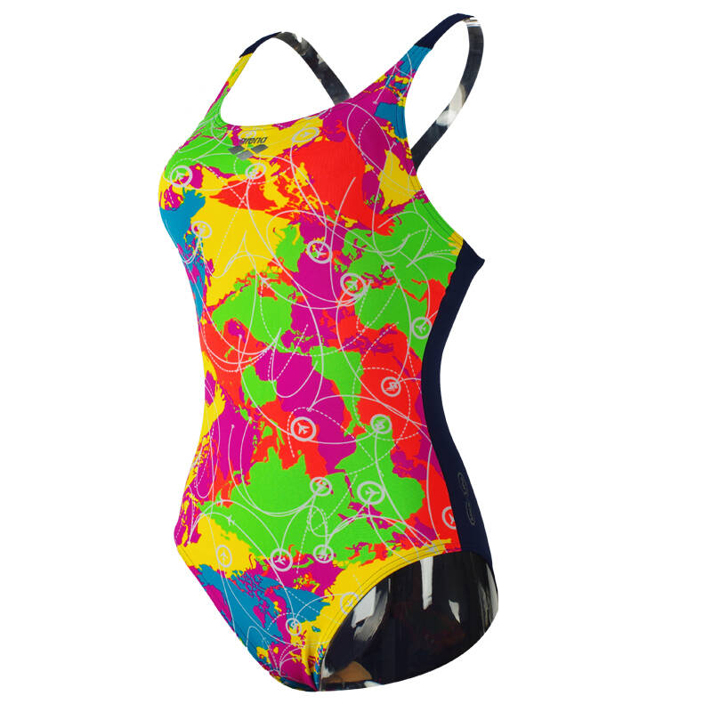 arena/阿瑞娜 女士连体游泳衣性感三角泳装女遮肚显瘦涂鸦泳衣吊带