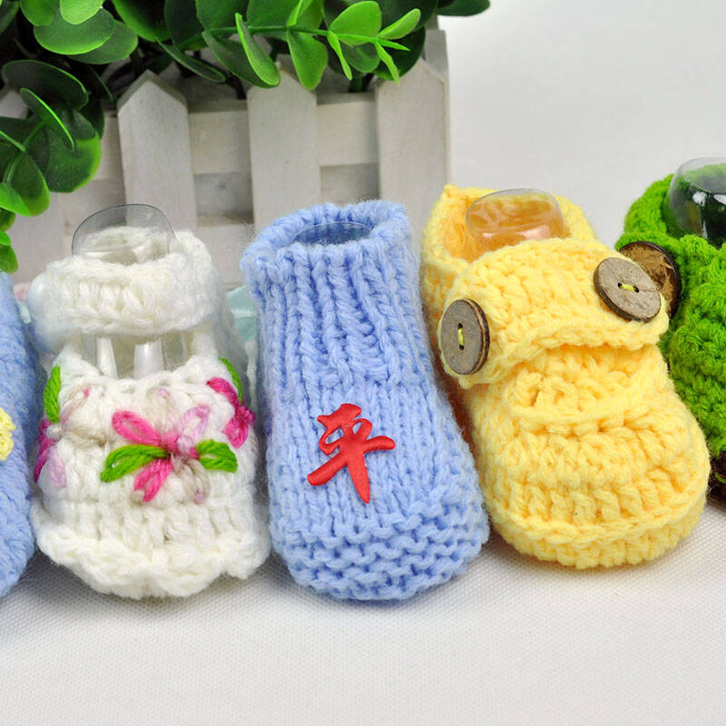 yamilan婴儿毛线袜新生儿手工编织鞋袜男女幼