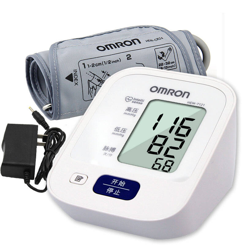 欧姆龙电子血压计 家用臂式血压仪 hem-7121(配电池) 外接电源