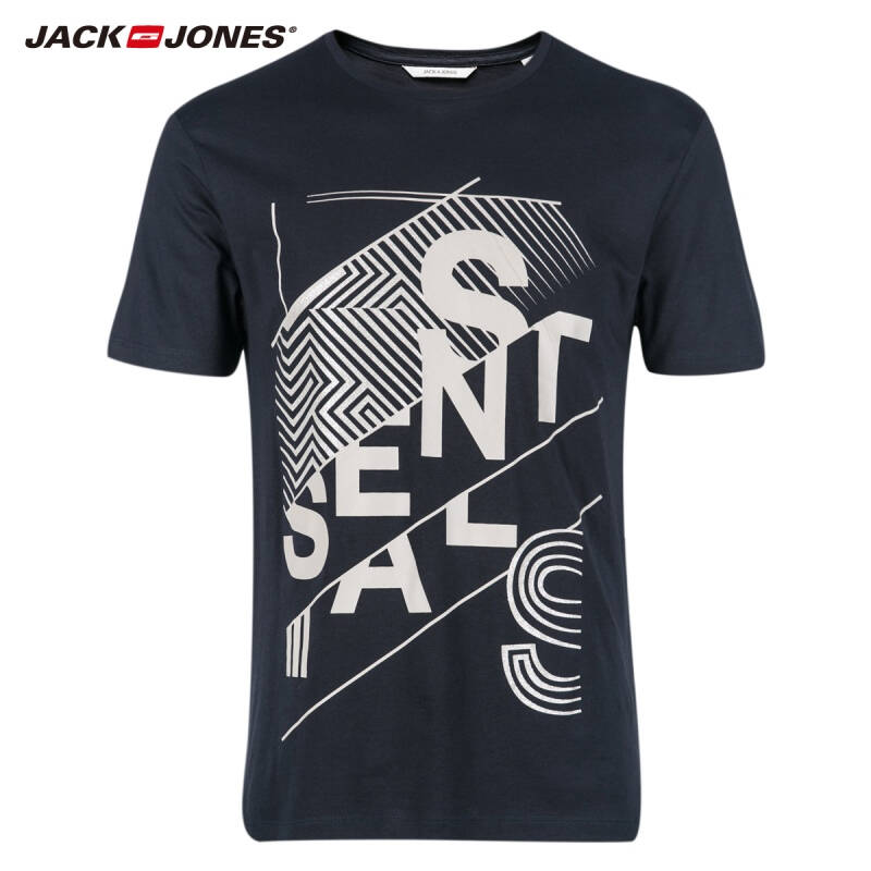 杰克琼斯jackjones2016春夏新品男印花纯棉圆领短袖t恤e|216101011