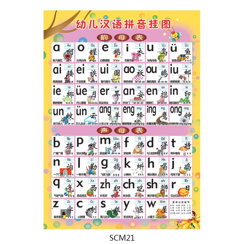 韵母表声母表汉拼知识宣传画 幼儿早教汉语拼音挂图墙贴贴画scm21 户