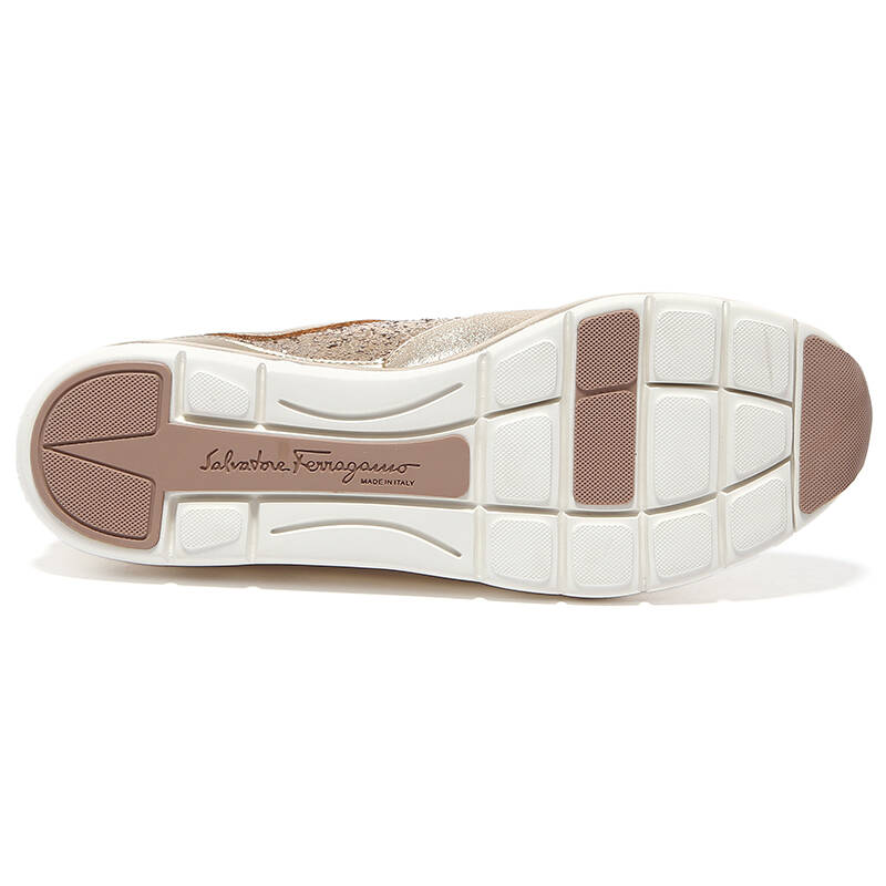 ferragamo 菲拉格慕 女士liselglitt系列金色织物亮片系带式休闲鞋