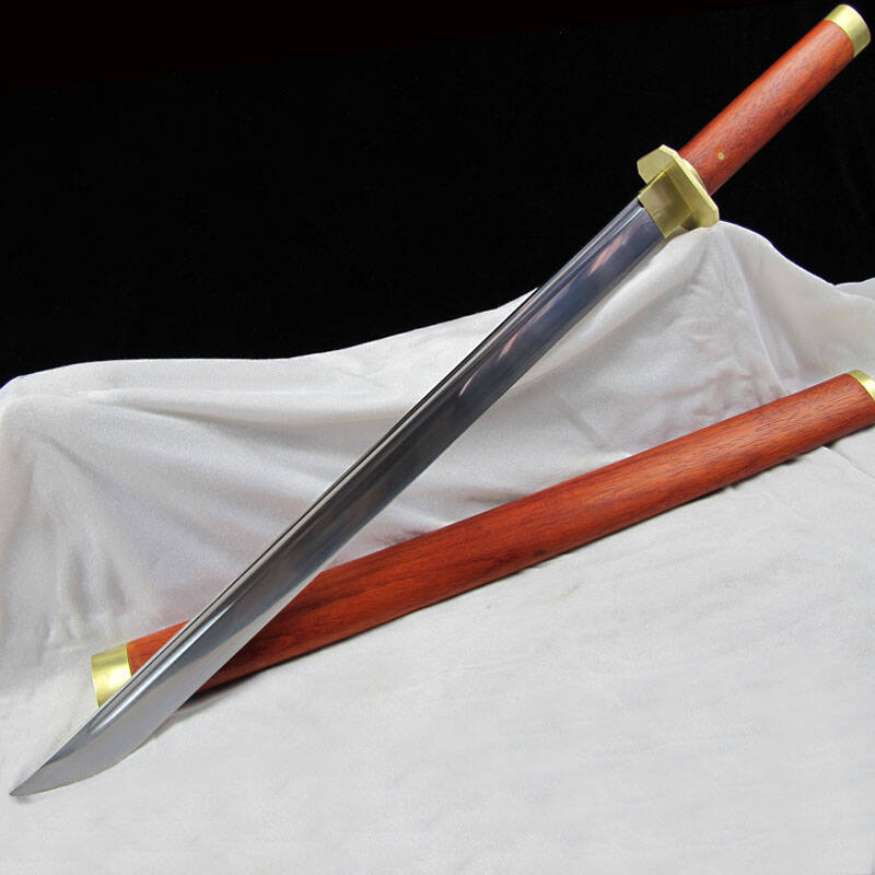 龙泉剑鼎 高锰钢唐刀 短刀 日本武士刀直刀 手工包铜 上等红木刀鞘