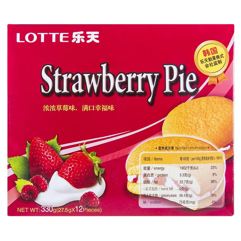 乐天(lotte)草莓派12片装330g