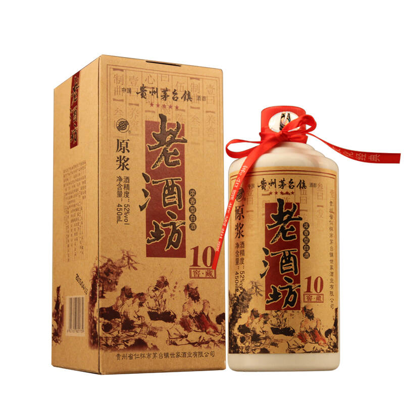 【京东超市】茅台镇世家 原浆老酒坊10窖藏52度浓香型白酒 450ml*6瓶