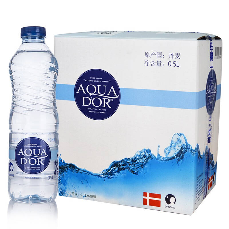 自营 丹麦进口 艾可多 aqua d'or 天然矿泉水 500ml*6 整箱家庭装