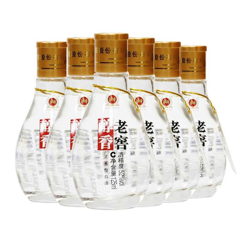 泸州老窖 醇香水滴小酒 52度 125ml 浓香型白酒 小酒版 6瓶装