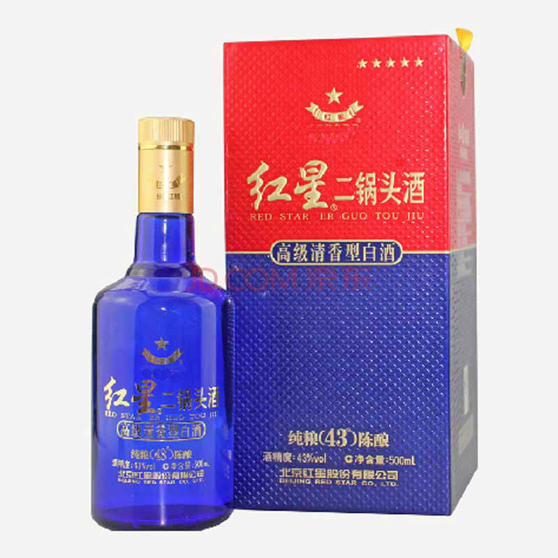红星 北京特产二锅头礼盒 陈酿清香型白酒43度500ml