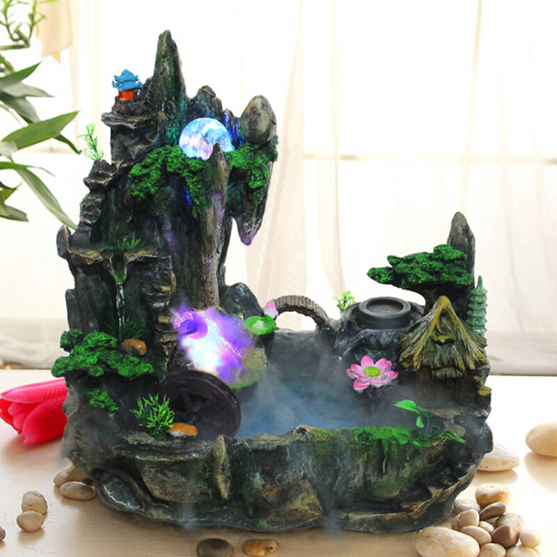 迪马 风水轮招财假山 喷泉流水 工艺品盆景加湿器 结婚中秋节礼物