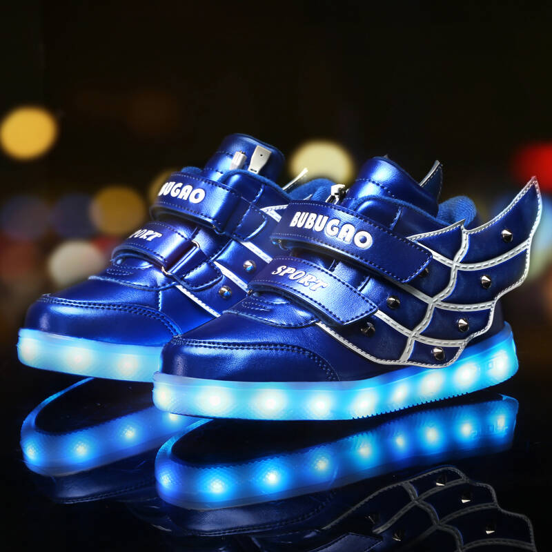香港步步高童鞋夜光鞋男童充电灯鞋翅膀亮灯鞋儿童运动鞋女童闪灯鞋