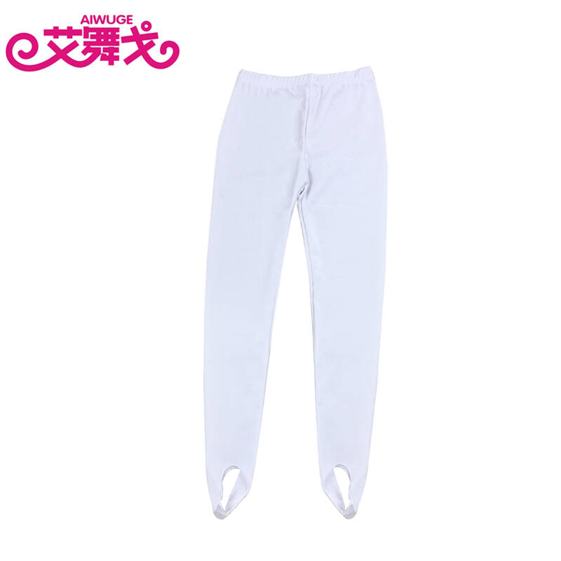 少儿健美脚蹬裤女童拉丁练功服长裤纯棉形体踩脚裤 白色--丝滑锦纶 xl