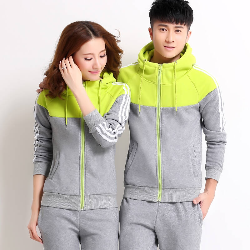 春秋装连帽开衫卫衣女款休闲纯棉潮情侣运动服套装超 深灰色 男/m