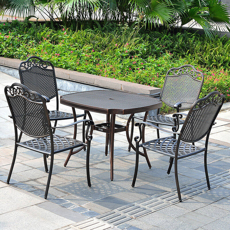 幽之腾 铸铝桌椅 户外阳台休闲家具室外庭院铁艺五件套组合桌椅 一桌