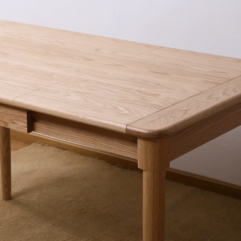 伸缩橡木家具 小户型折叠式饭桌子长方形 bh4802 原木色餐桌(不含椅子