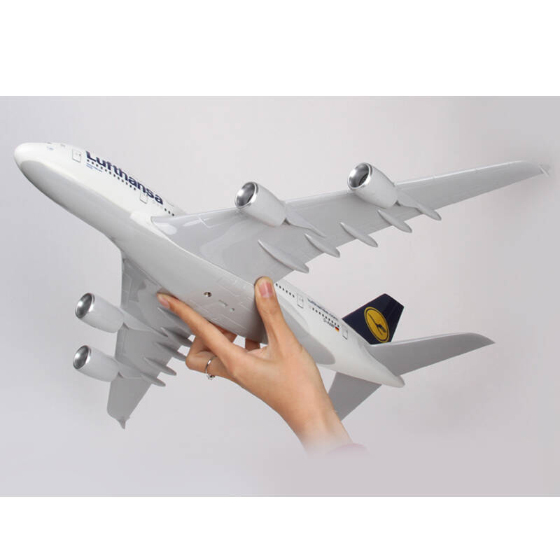 特尔博 45cm德国汉莎空客a380大型客机仿真飞机模型 民航机 军事模型