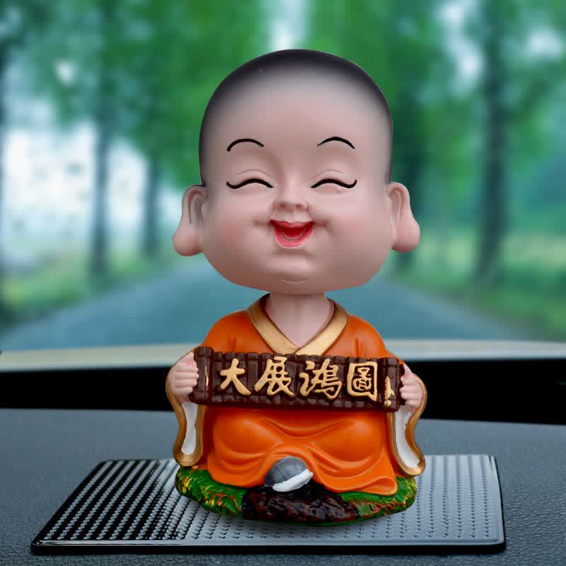 圣民源 创意汽车摆件摇头弥勒佛像卡通小和尚可爱公仔保车内饰品车饰