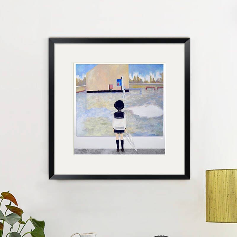 墙蛙wallwa 望晴 现代简约书房装饰画艺术画有框画小清新工作室壁画