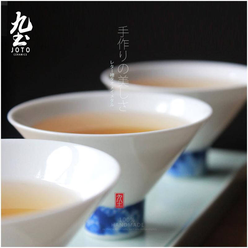 青花斗笠杯中国风品茗杯功夫小茶杯 日式茶道配件景德