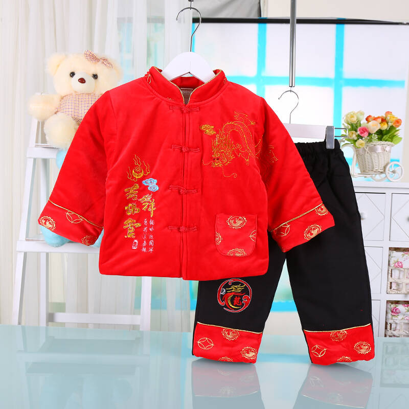 儿童唐装冬装男童新年装幼儿百岁服过年衣服宝宝婴儿童装过年幼儿加厚