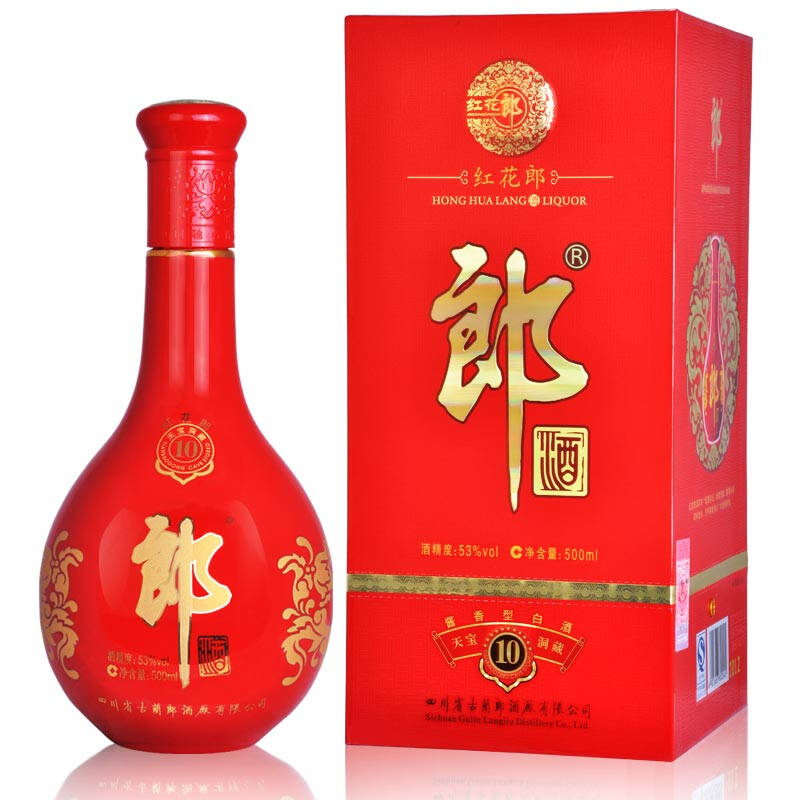 郎酒 红花郎十年陈酿 53度 500ml*6