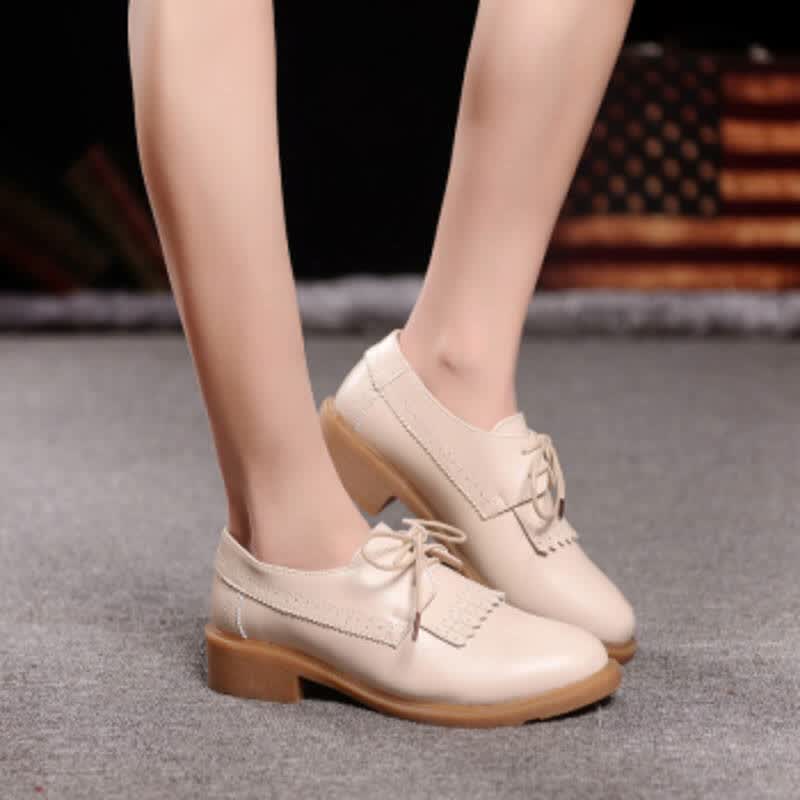 xgll 新款平底复古流苏女鞋女英伦学院风布洛克牛津小皮鞋日韩单鞋