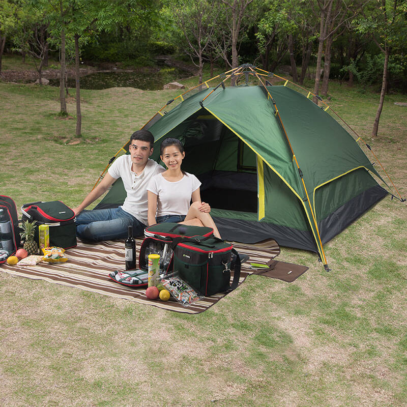 tawa帐篷户外双人双层3-4人装备防雨家庭野营全自动铝