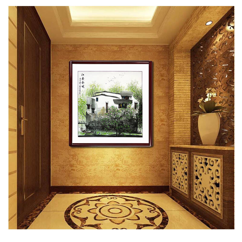 国画字画水墨书画四尺斗方餐厅玄关装饰画卧室走廊挂画 b款 镜芯80cm*