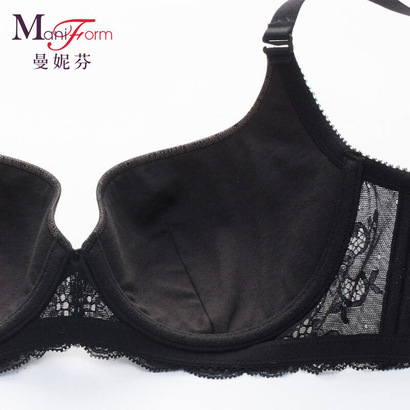 曼妮芬文胸新品薄款侧收副乳调整文胸 甜美波点大胸大
