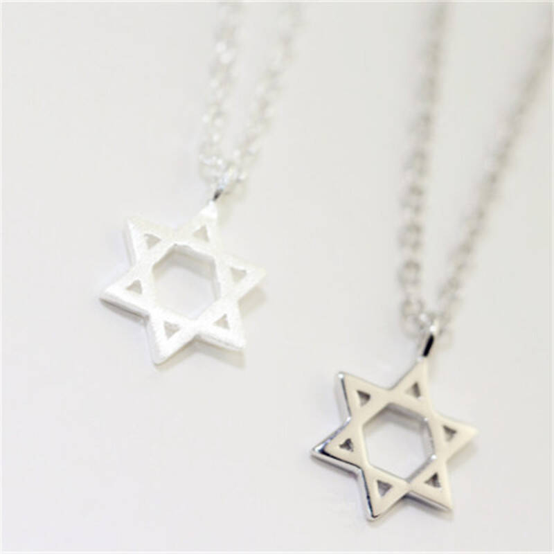 玉洋925银 六芒星吊坠星星项链 闺蜜简约锁骨链配饰品